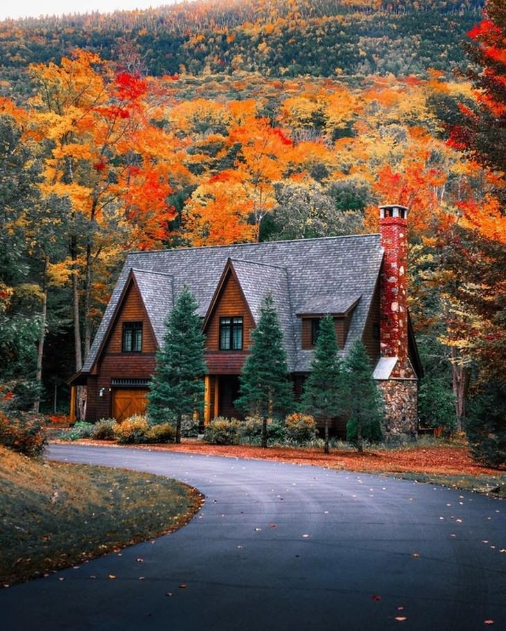 Fotos Del Otoño, Cabaña en New Hampshire, EE. UU.