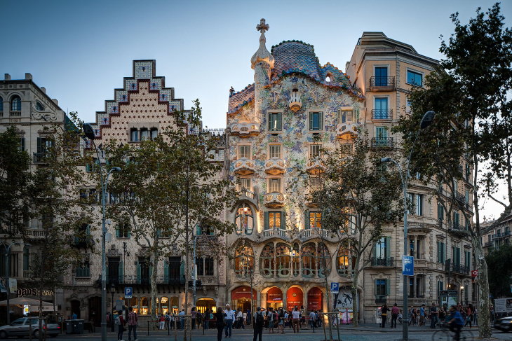 Edificios modernistas Casa Batlló en Barcelona, España