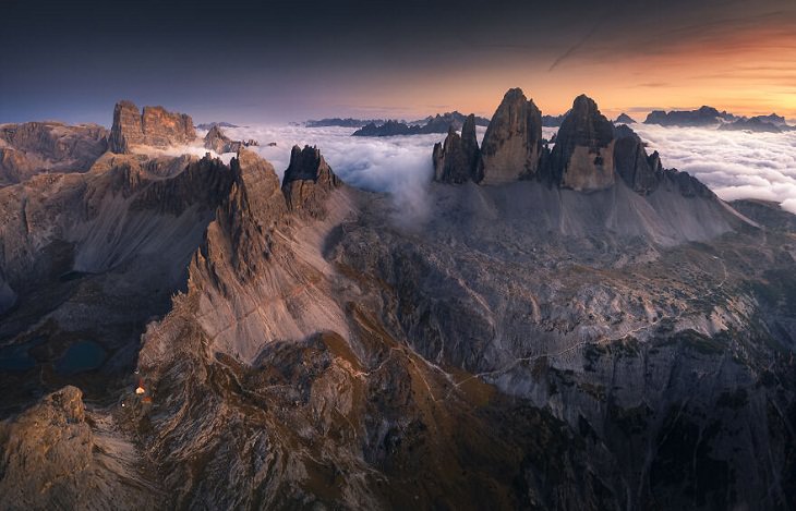 La Majestuosa Belleza De Los Alpes, Tre Cime, Dolomitas, Italia