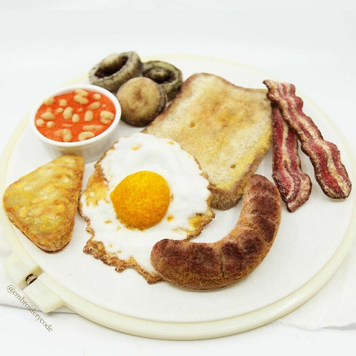 Bordados En 3D De Comida, desayuno inglés