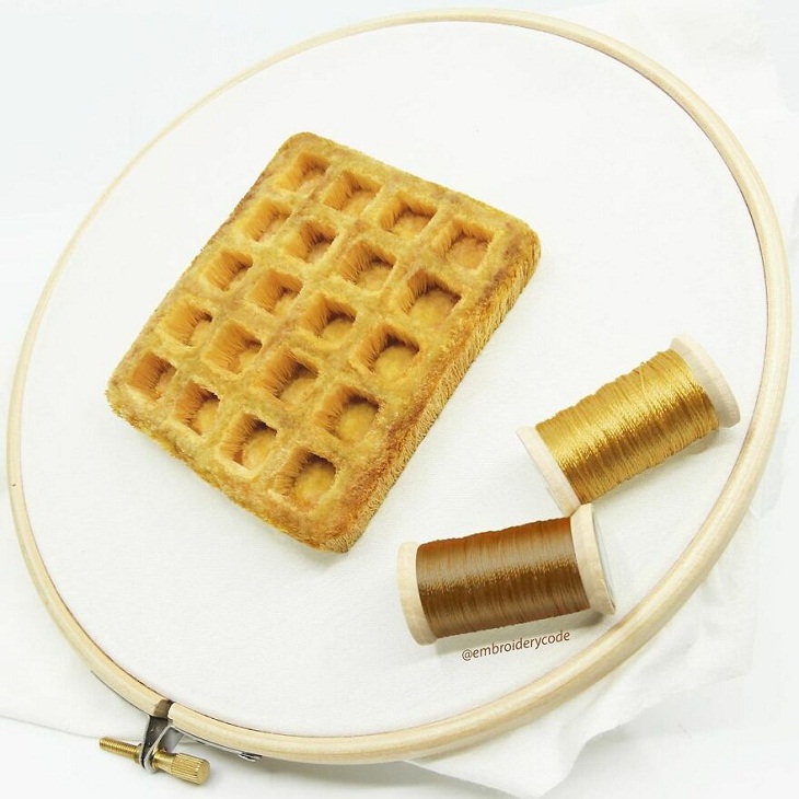 Bordados En 3D De Comida, waffles
