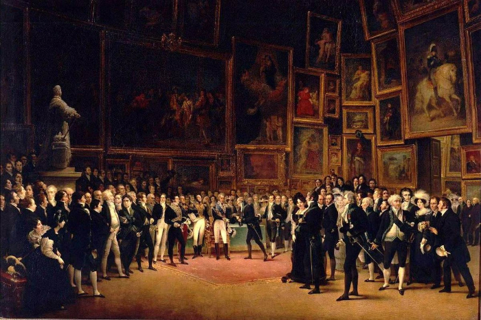 Carlos X repartiendo premios a los artistas en la clausura del Salón de 1824, por François-Joseph Heim, 1827