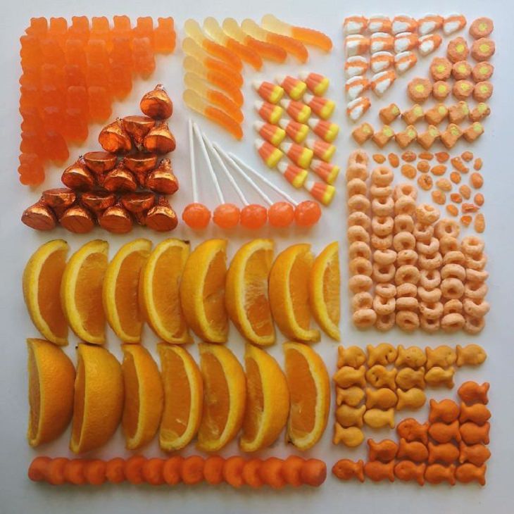 Arte en comida, dulces naranjas