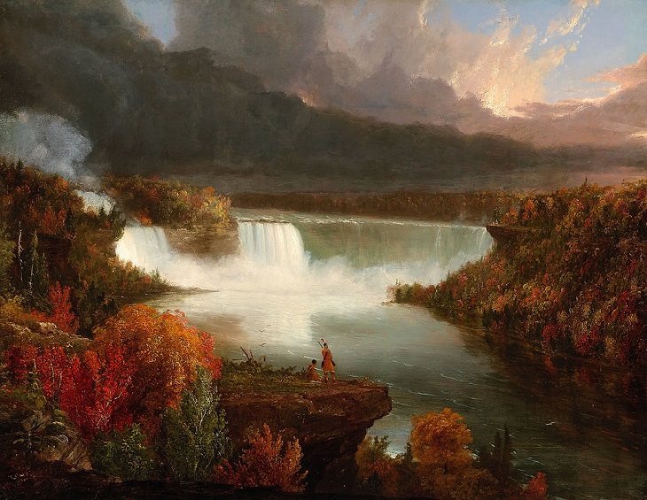  Vista lejana de las cataratas del Niágara por Thomas Cole, 1830