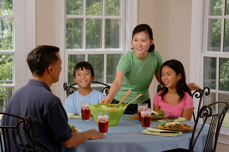 La Dieta De Los Niños y La Salud Mental, familia comiendo 