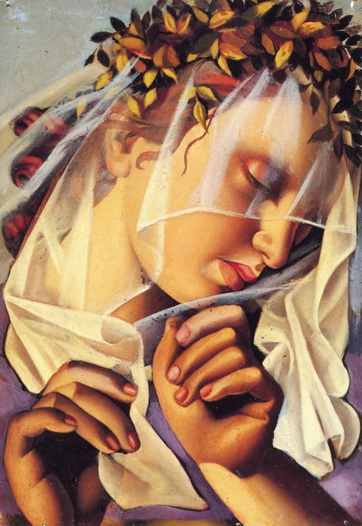 El Arte de Tamara de Lempicka, Mujer con una guirnalda de flores