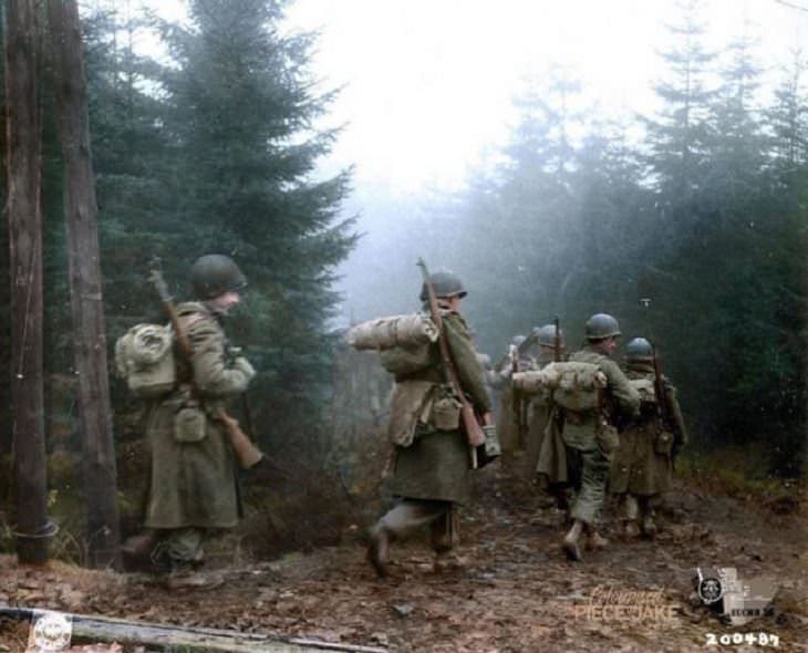 Soldados del Ejército de EE. UU. en Bélgica en 1944