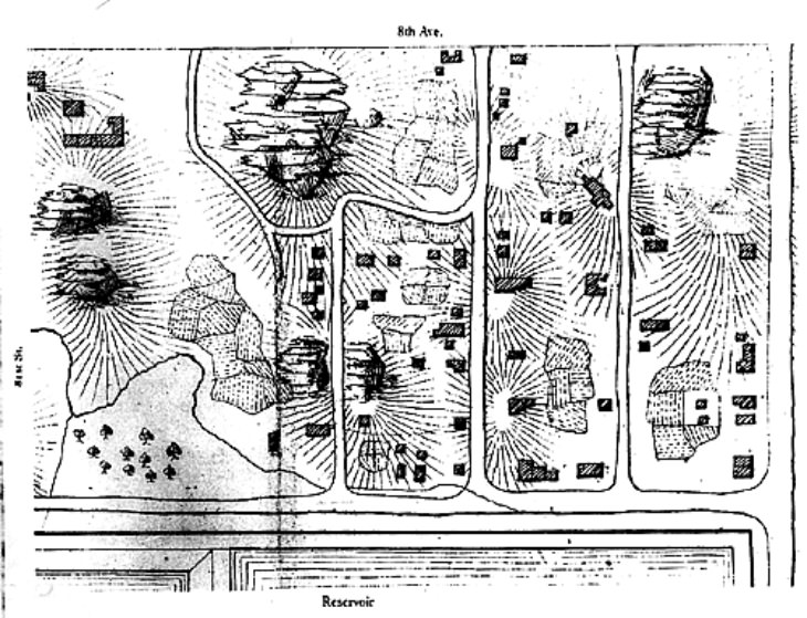 mapa del parque central del pueblo de Séneca