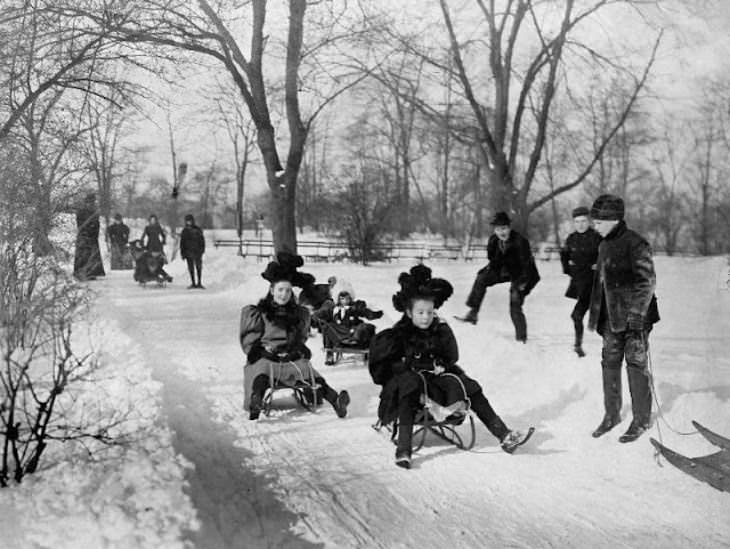 patinaje en central park, c.1900