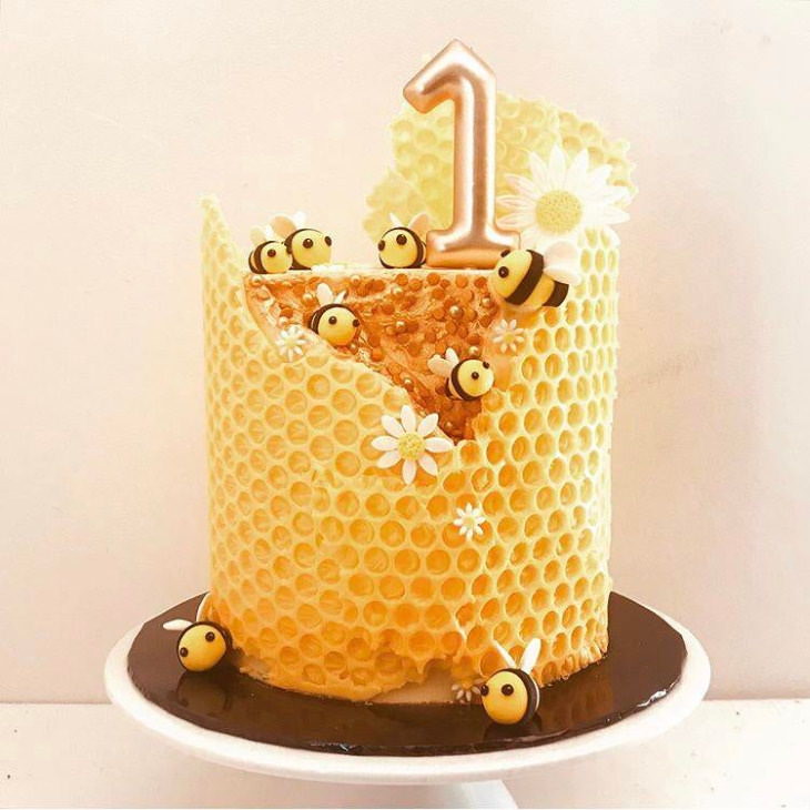 Hermosas Creaciones De Pasteles y Galletas, pastel de panal de abejas