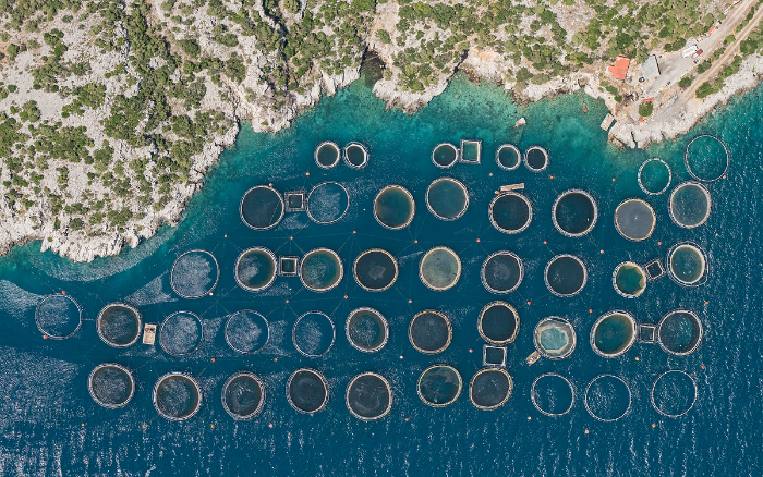 Imágenes aéreas de Bernhard Lang - Piscifactorías en Grecia