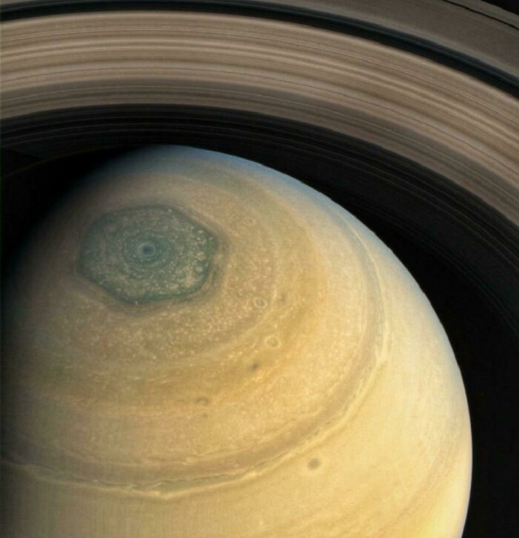 Perspectiva única, el Polo Norte de Saturno