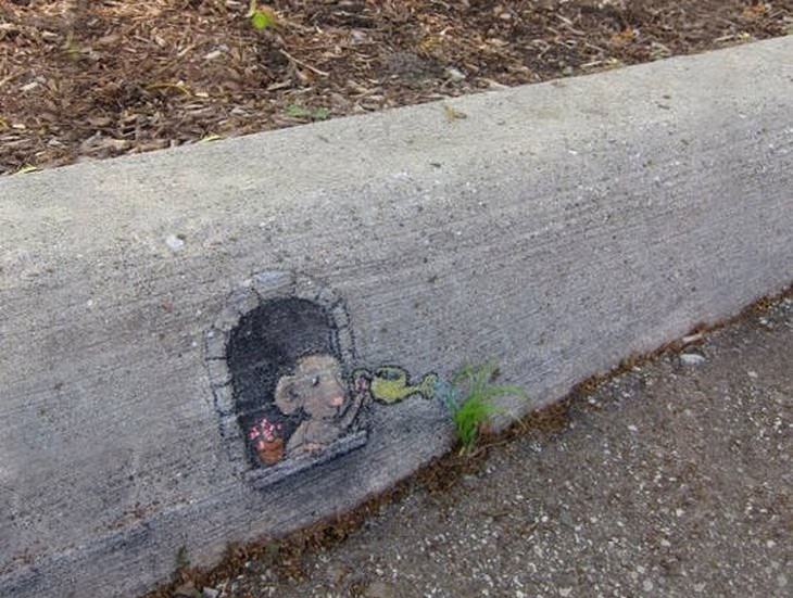 Plantas y arte callejero: ratón