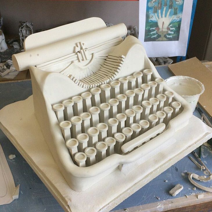 Figuras De Porcelana 3D, máquina de escribir