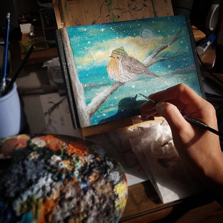 Pinturas Del Bosque En Madera, pájaro