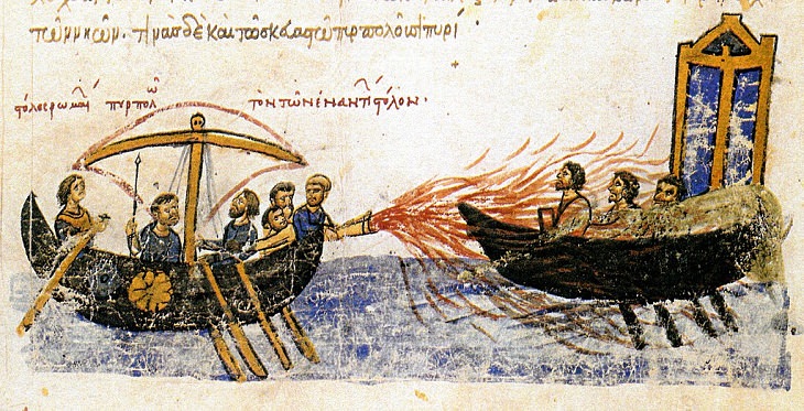 Inventos Griegos Antiguos, Fuego griego