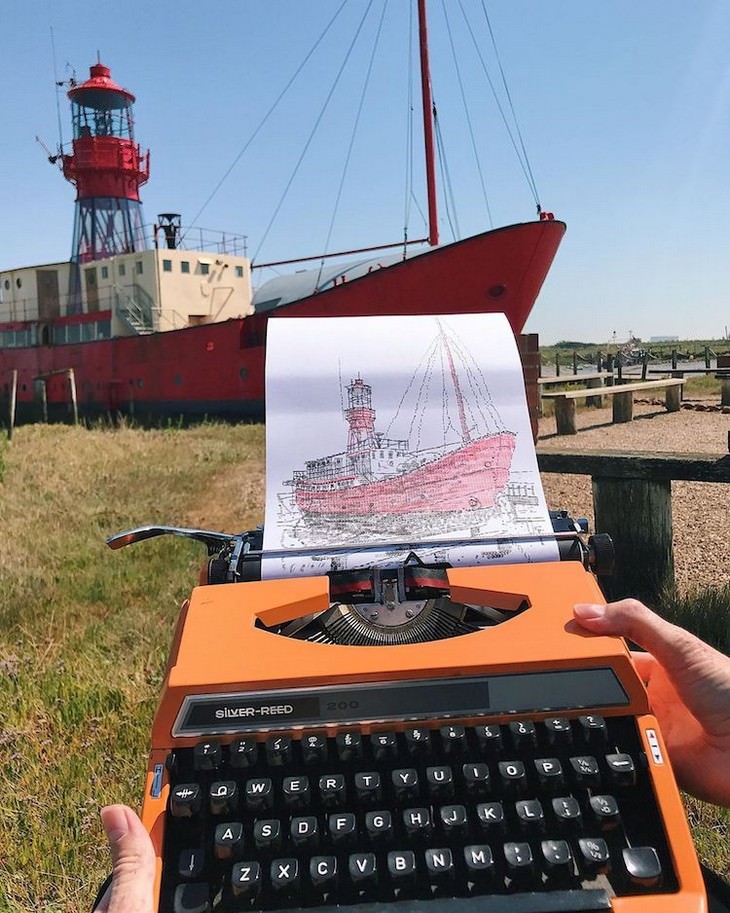 Arte Creado Con Una Máquina De Escribir, barco