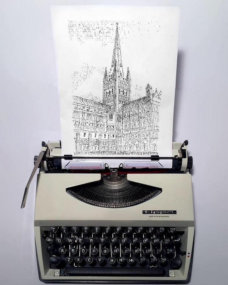 Arte Creado Con Una Máquina De Escribir, iglesia