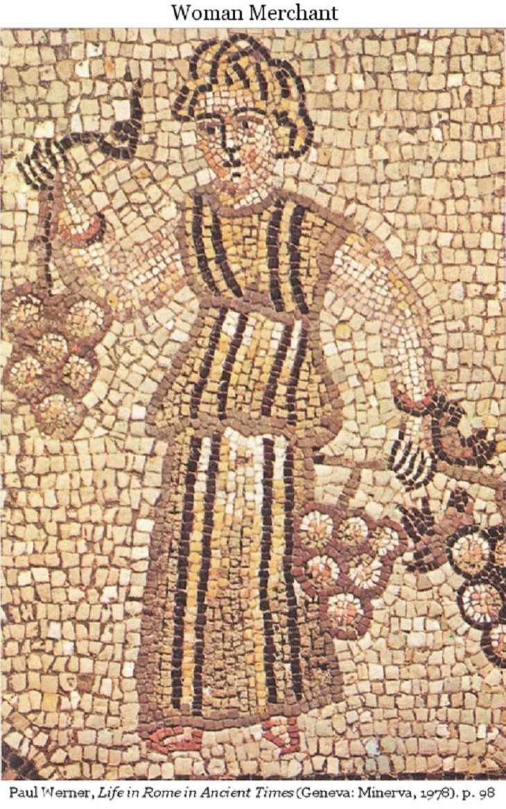 Mosaico Clavi en la ropa de una mujer