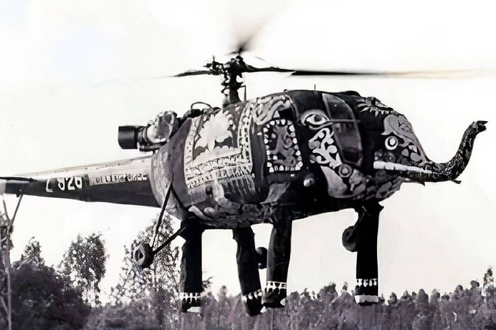 1970, los helicópteros de la Fuerza Aérea de la India con 