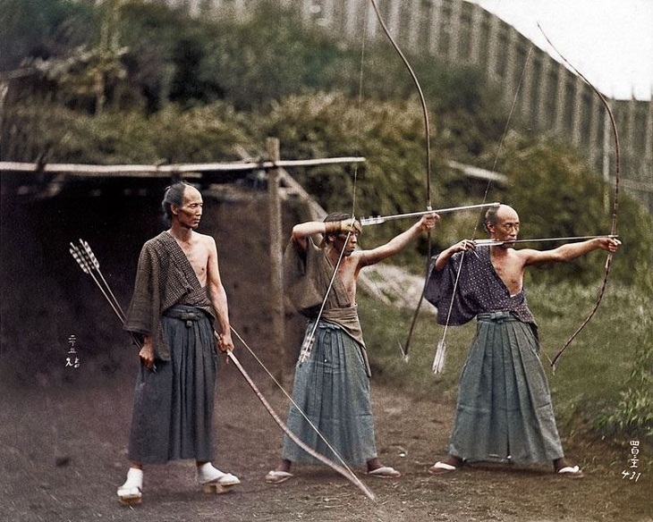 Arqueros japoneses, hacia 1860