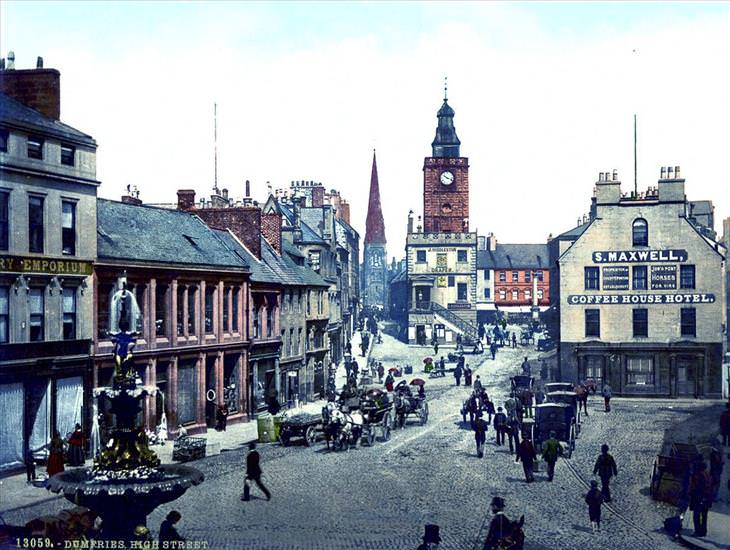 Postales De Escocia de 1890, Calle principal en Dumfries
