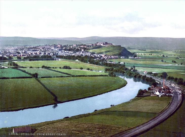 Postales De Escocia de 1890, La ciudad de Stirling, vista desde Abbey Craig