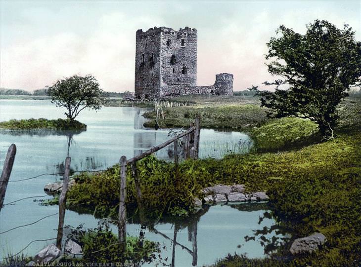Postales De Escocia de 1890, Castillo de Threave del siglo XIV, cerca de la ciudad de Castle Douglas