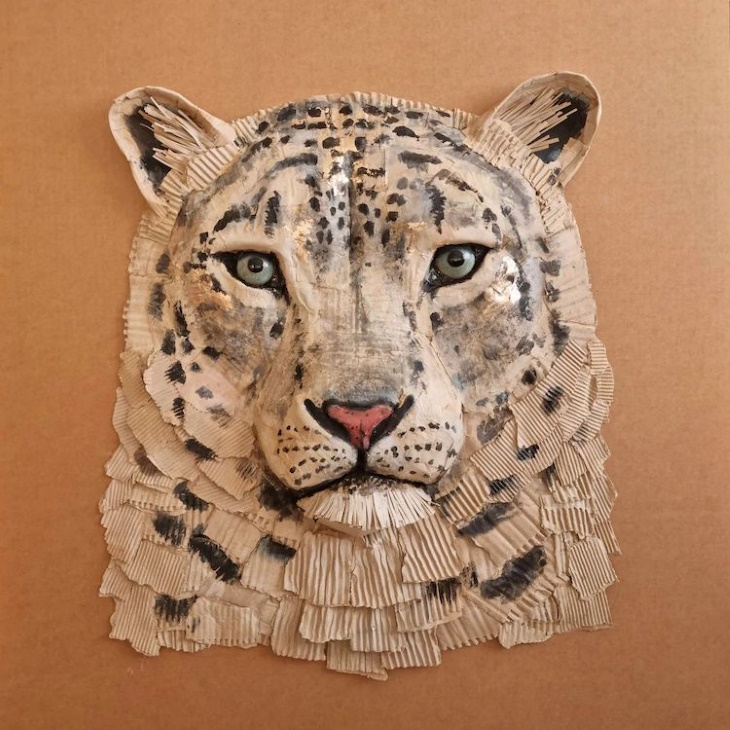 Esculturas De Animal De Josh Gluckstein, leopardo de las nieves
