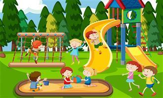 Encuentra las diferencias: los niños están jugando en el patio de recreo