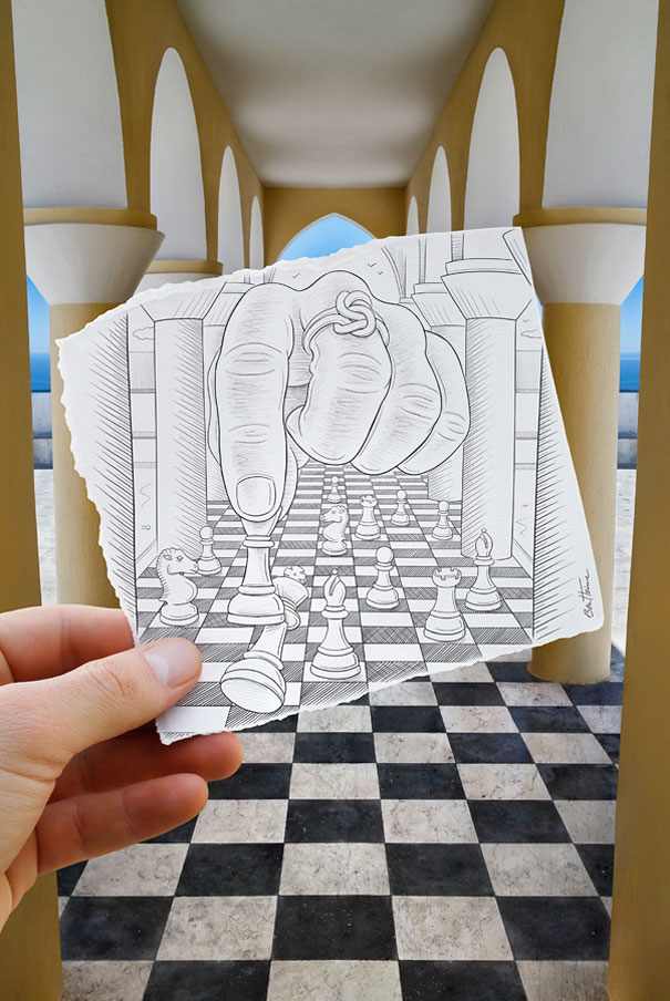 Maravillosos Dibujos Del Artista Ben Heine, ajedrez