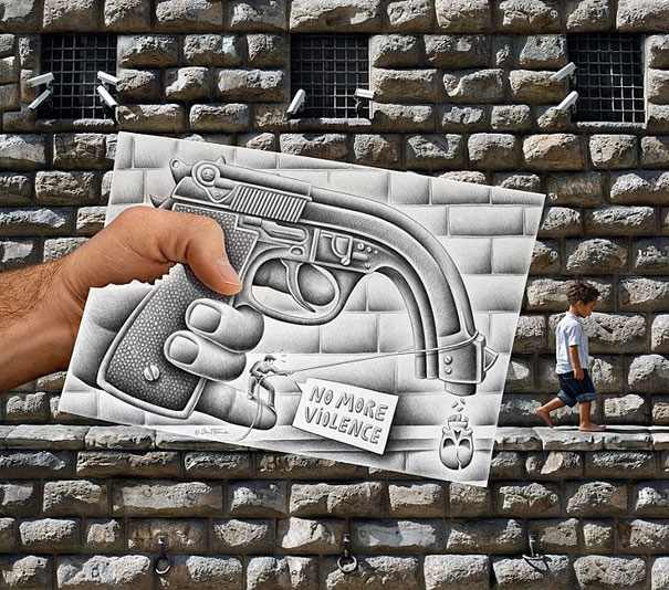 Maravillosos Dibujos Del Artista Ben Heine, pistola