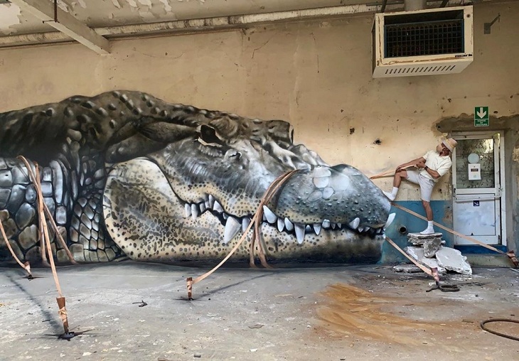 Grafiti En 3D, cocodrilo enorme