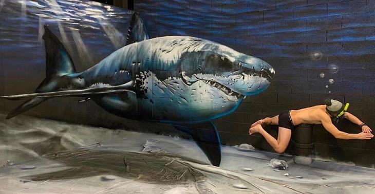 Grafiti En 3D, tiburón