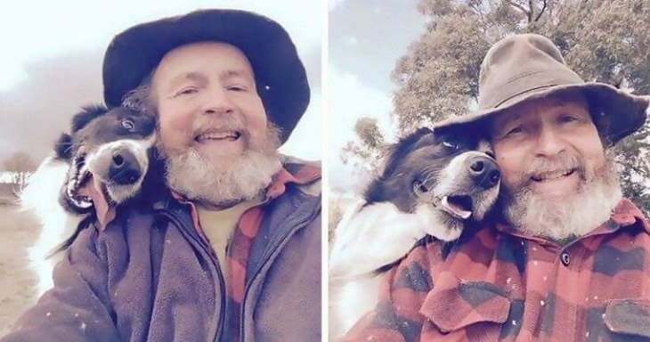 La Mirada Amorosa De Las Mascotas a Sus Dueños, selfie de un hombre con su perro