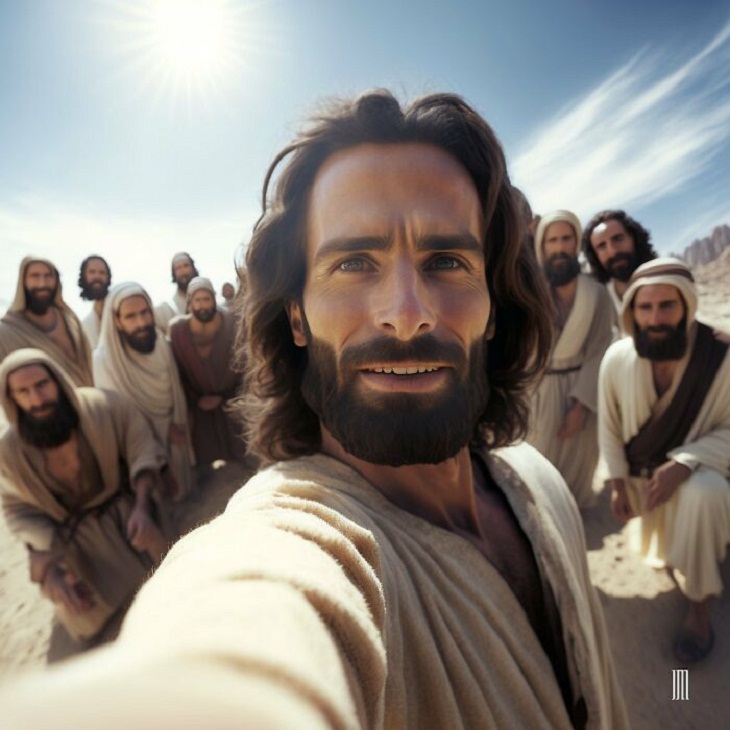 Fotos Creadas Por IA, Jesús y sus 12 apóstoles