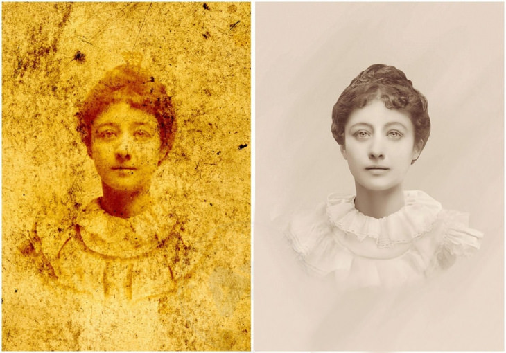 Fotos Restauradas Digitalmente, retrato de una mujer joven