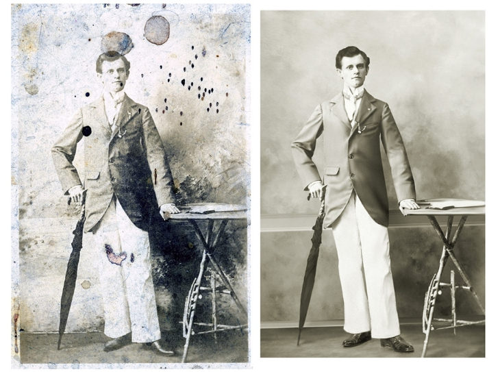 Fotos Restauradas Digitalmente, hombre con traje