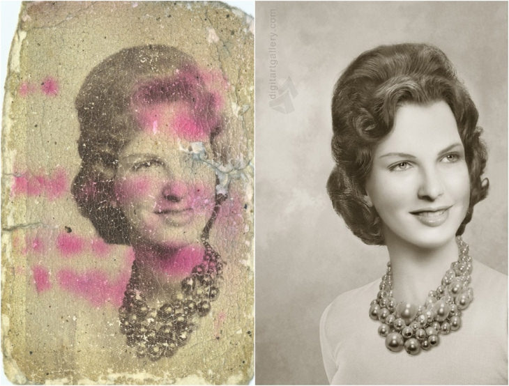 Fotos Restauradas Digitalmente, mujer con collar