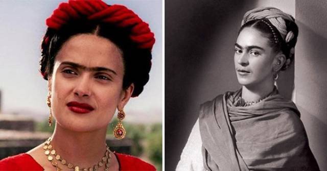 Salma Hayek interpretando a Frida Kahlo