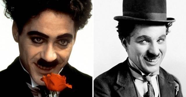 Robert Downey Jr. interpretando a Charlie Chaplin 