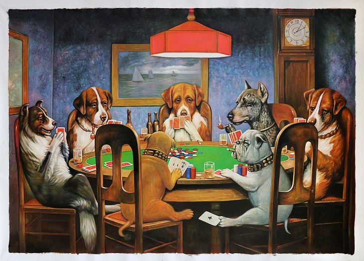 Pinturas De Perros Famosas, Perros jugando al póquer de C. M. Coolidge, 1903