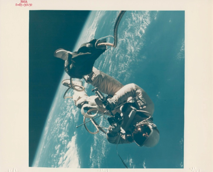 Vintage space photo space walking 