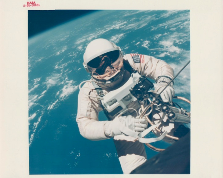 Vintage space photo space walking