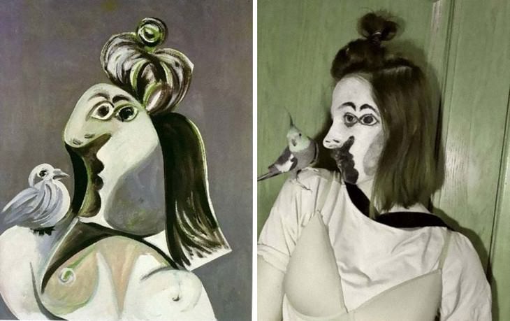 Una mujer con un pájaro de Pablo Picasso