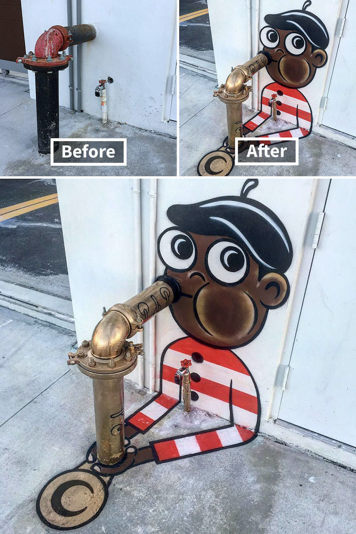 16 Clever and Funny Street Art Pieces by Tom Bob, Don't play the saxophone, let it play you (Miami)