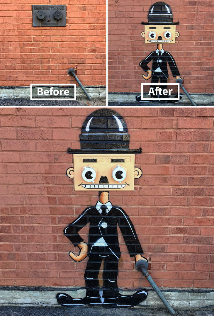 16 Clever and Funny Street Art Pieces by Tom Bob You will never find a rainbow if you're looking down (Massachusetts)