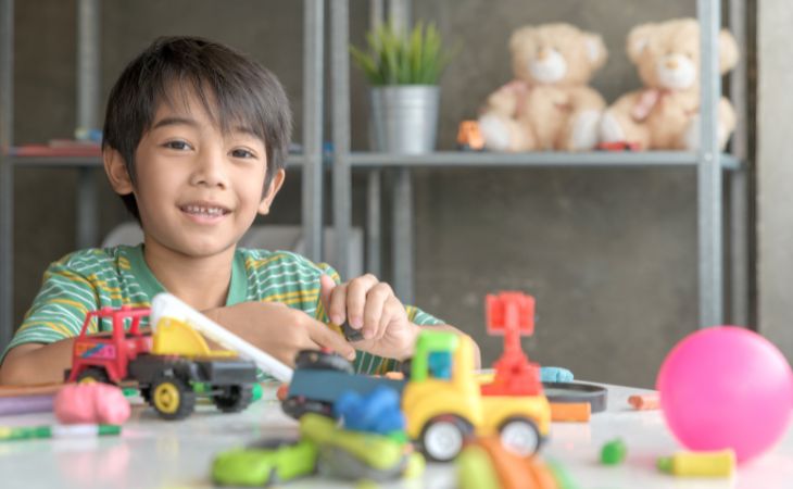 child playing with toys