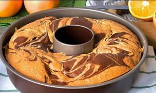 Como Preparar Un Bizcocho Marmolado De Chocolate y Naranja
