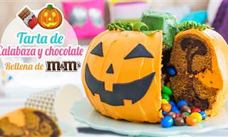Recetas Halloween: Torta de Calabaza y Chocolate Rellena De M&M´s